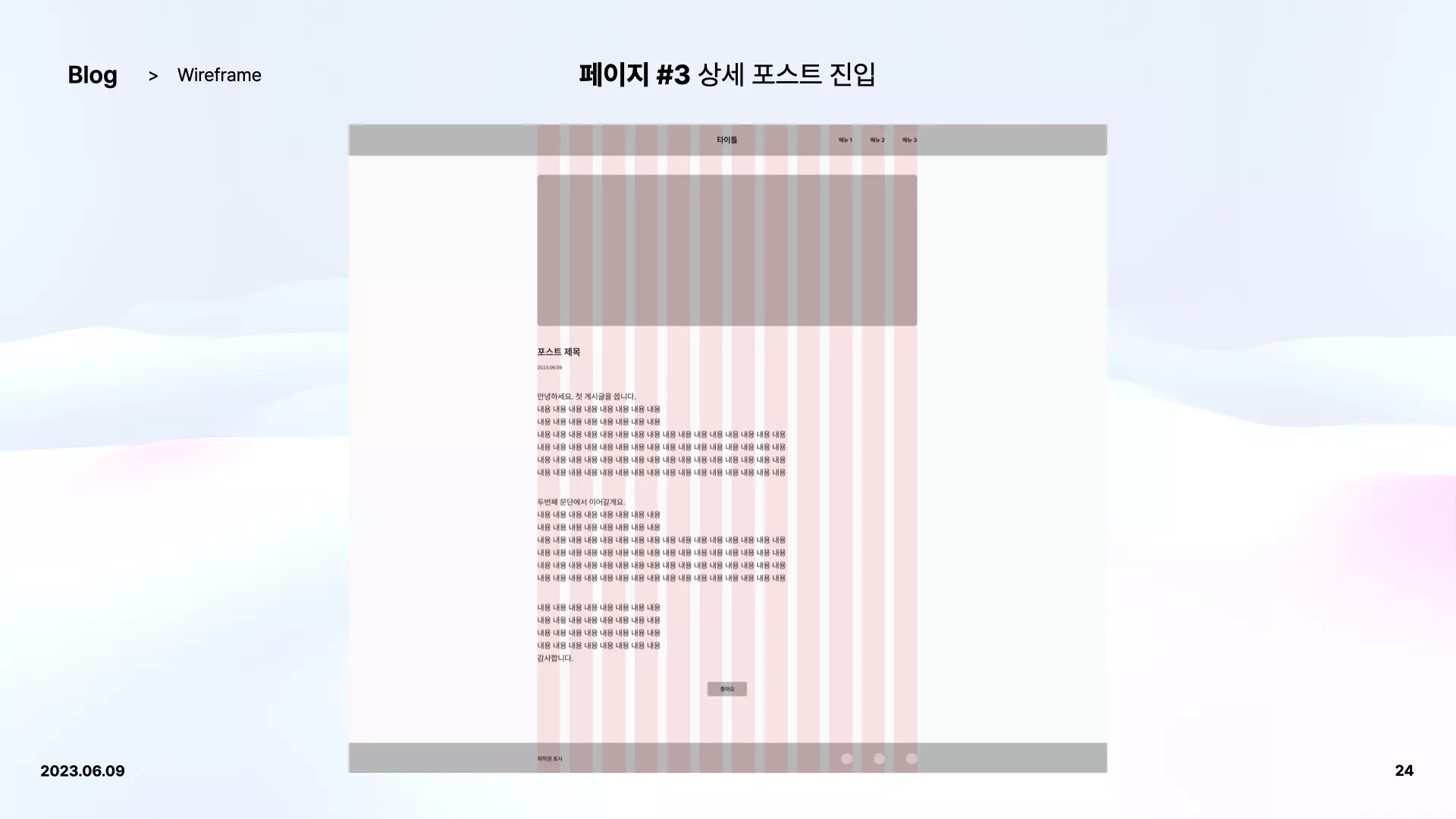Wireframe for post page