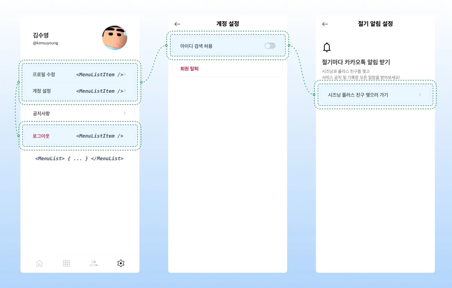 Organism example by MenuList